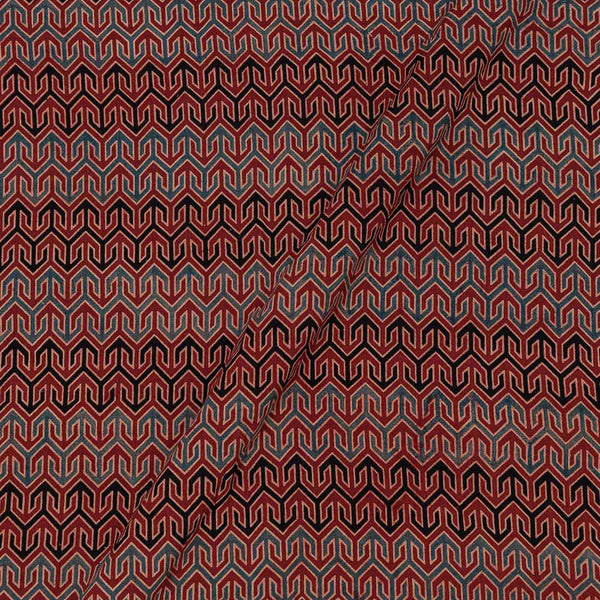 Ajarakh Cotton Maroon Colour 43 Inches Width Natural Dye Print Fabric freeshipping - SourceItRight