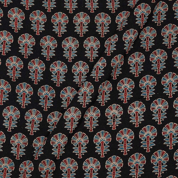 Ajarakh Cotton Black Colour 43 Inches Width Natural Dye  Floral Print Fabric freeshipping - SourceItRight
