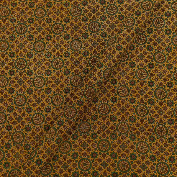 Ajarakh Cotton Mustard Colour Natural Dye 43 Inches Width Geometric Block Print Fabric freeshipping - SourceItRight
