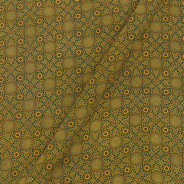Ajarakh Cotton Dark Green Colour Natural Dye 43 Inches Width Geometric Block Print Fabric freeshipping - SourceItRight