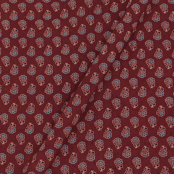 Ajrakh Cotton Maroon Colour Natural Dye 43 Inches Width Floral Butti Block Print Fabric freeshipping - SourceItRight