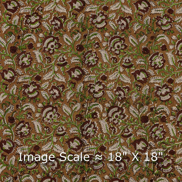 Buy Cotton Bagru Mustard Brown Colour Floral Jaal Hand Block Print Fabric  Online 9970FX - SourceItRight