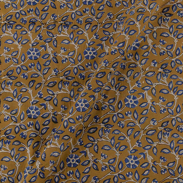 Buy Cotton Bagru Mustard Brown Colour Floral Jaal Hand Block Print Fabric Online 9970GS