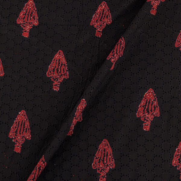 Buy All Over Schiffli Cut Work Black Colour Geometric Pattern Cotton Fabric 9972AD Online