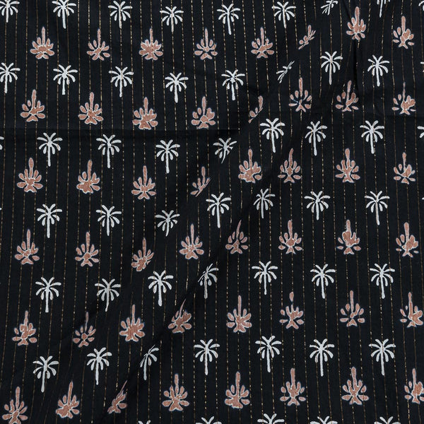 Cotton Black Colour Floral Print Lurex Type Fabric freeshipping - SourceItRight