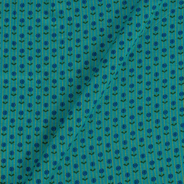 Flex Cotton Aqua Blue Colour 43 Inches Width Floral Block Print Fabric freeshipping - SourceItRight