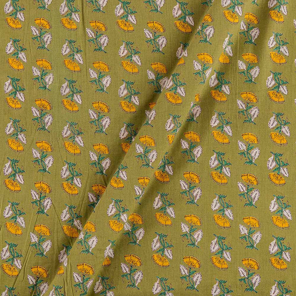 Buy Cotton Acid Green Colour Floral Print Fabric Online 9978AA