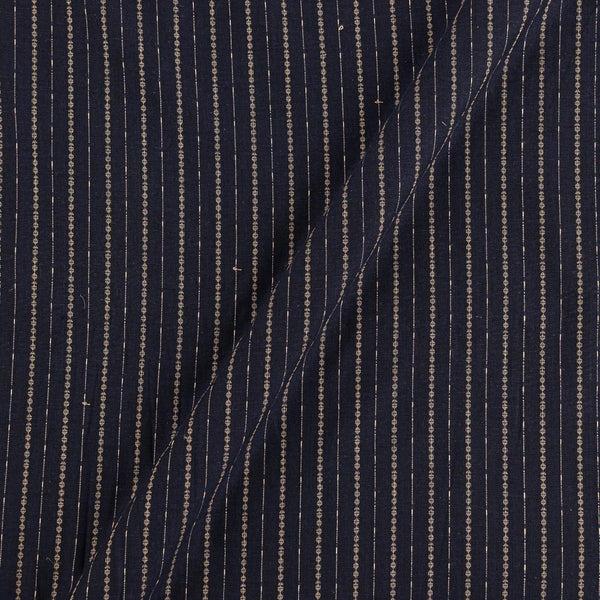 Cotton Jacquard Stripes Midnight Blue Colour Washed Fabric Online 9984DF