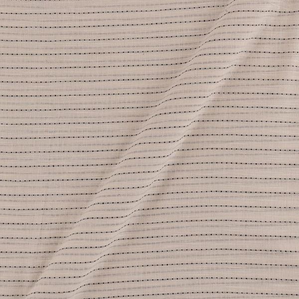 Cotton White Colour Kantha Pattern Jacquard Stripes Washed Fabric Online 9984DN