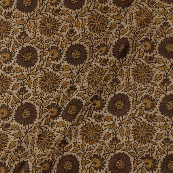 Buy Cotton Vanaspati [Natural Dye] Cedar Colour Floral Jaal Hand Block Print Fabric Online 9994BF
