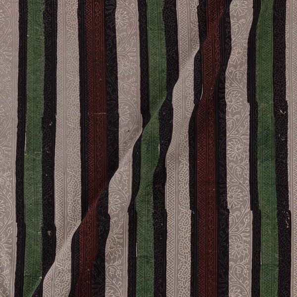 uy Cotton Bagru Light Cedar Colour Jaal With Stripes Hand Block Print Fabric Online 9994CQ