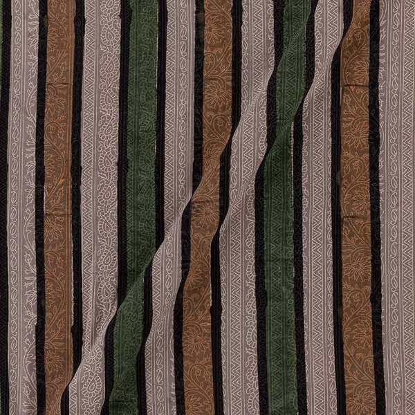 Buy Cotton Bagru Light Cedar Colour Jaal With Stripes Hand Block Print Fabric Online 9994CR