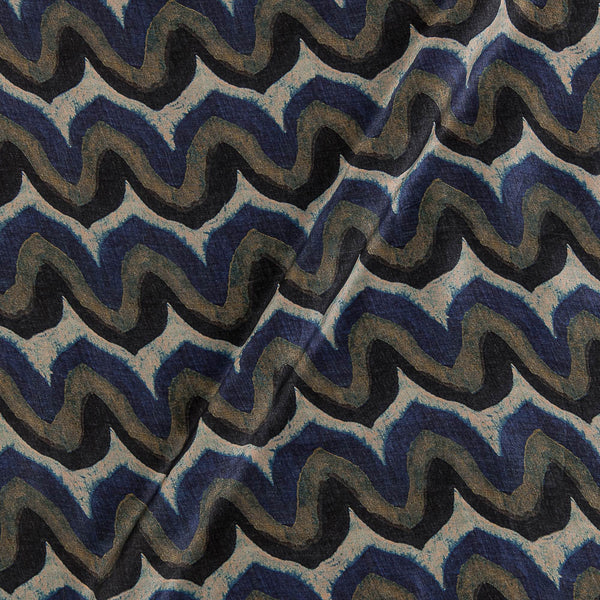 Buy Modal Satin Steel Blue Colour Chevron Print Fabric Online 9995L