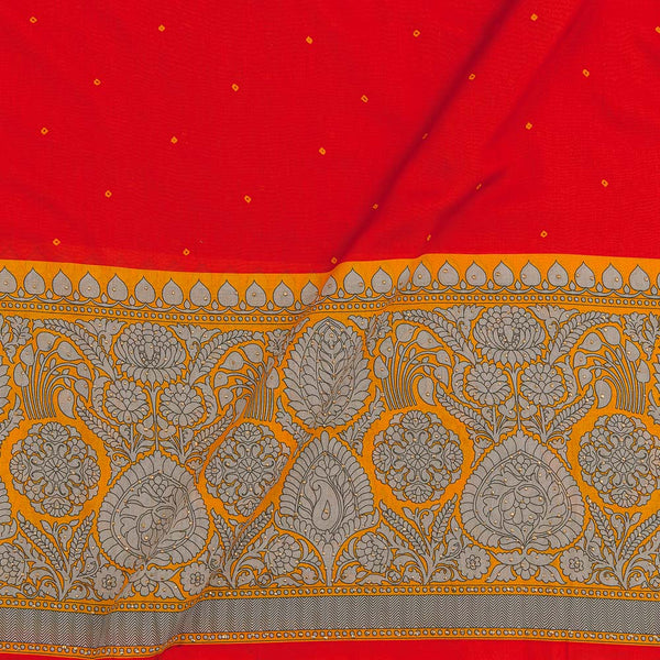 Buy Viscose Muslin Silk Feel Orange Red Colour Badla Work Daman Border Fabric Online 9997
