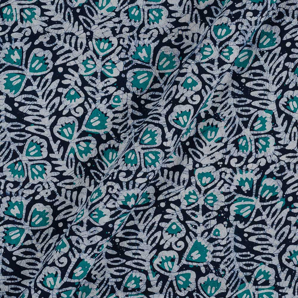 Cotton Double Kaam Kutchhi Wax Batik Print Off White Blueberry Colour Floral Jaal Pattern Fabric freeshipping - SourceItRight