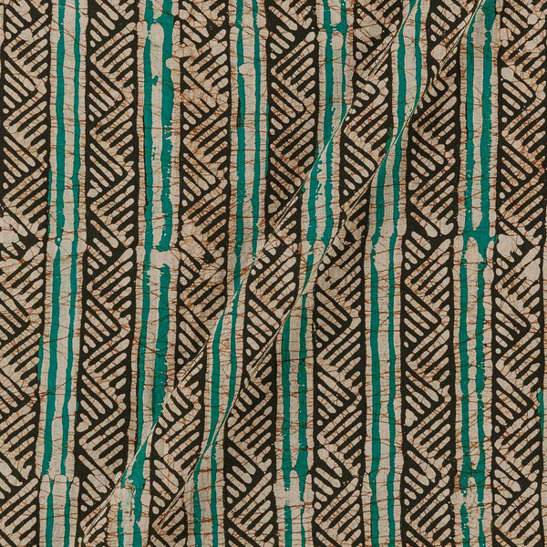Cotton Double Kaam Kutchhi Wax Batik Print Charcoal Green Colour Stripes Pattern 43 Inches Width Fabric freeshipping - SourceItRight