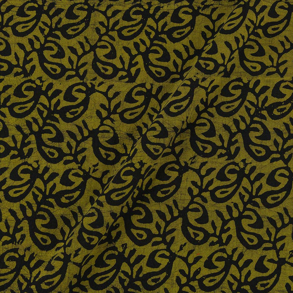 Cotton Single Kaam Kutchhi Wax Batik Print Olive Green And Black Colour Paisley Jaal Pattern 46 Inches Width Fabric freeshipping - SourceItRight